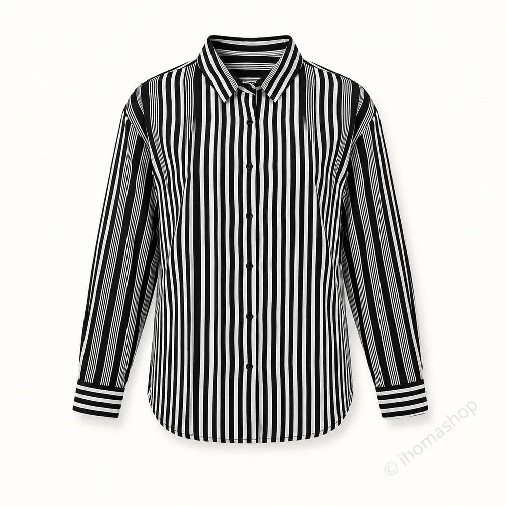قميص مقلم اسود - فضي تركي (XS)