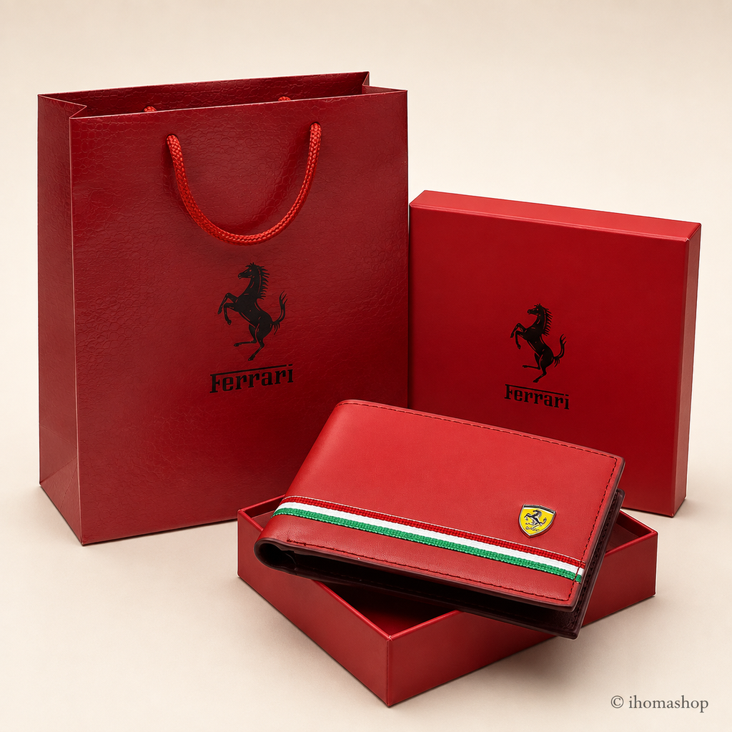 [IH-MW-FR-055] محفظة فيراري رجالية حمراء بخطوط رياضية